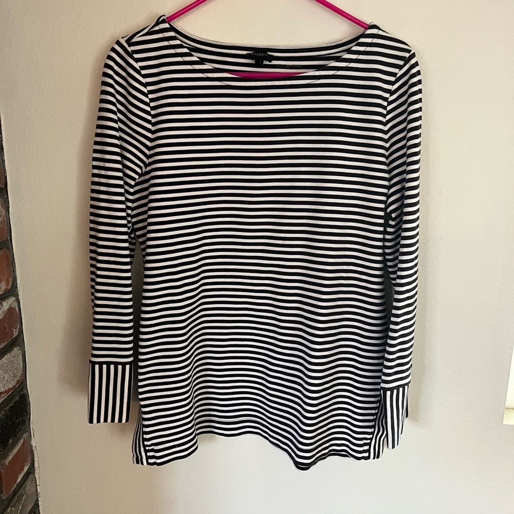 Talbots Black and White 3/4 Sleeve Blouse
